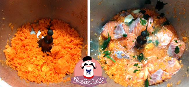 bocconcini salmone carote svezzamento bambini monsier cuisine moncu moulinex cuisine companion ricette cuco bimby