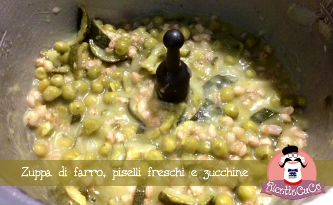 zuppa farro piselli freschi surgelati zucchine svezzamento bambini monsieur cuisine moncu moulinex cuisine companion ricette cuco bimby