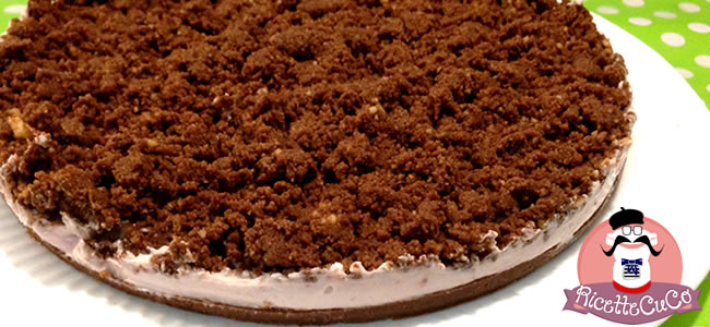 Cheesecake Sbrisolona al Cacao variegata Fragola senza cottura forno colla di pesce monsieur cuisine moncu moulinex cuisine companion ricette cuco bimby
